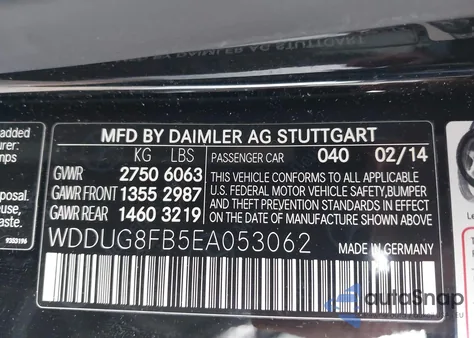 2014 Mercedes-Benz S 550 4Matic from USA, damaged, VIN WDDUG8FB5EA053062
